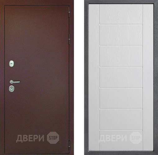 Входная металлическая Дверь Дверной континент Рубикон Медь Дизайн ФЛ-Лайн Белое дерево в Старой Купавне