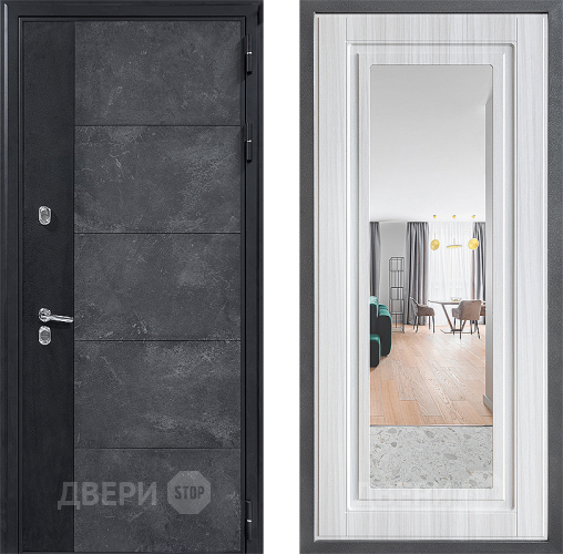 Входная металлическая Дверь Дверной континент ДК-15 Бетон ТЕРМО ФЛЗ Зеркало Сандал белый в Старой Купавне