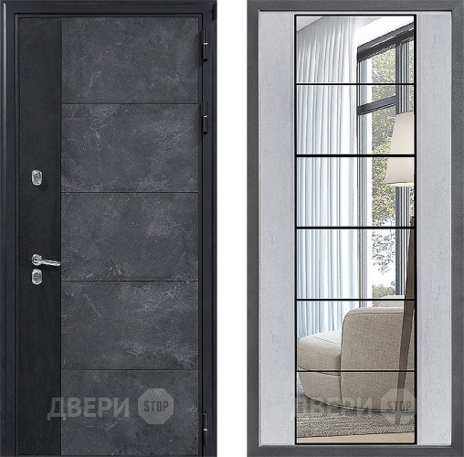 Дверь Дверной континент ДК-15 Бетон ТЕРМО ФЛЗ-2 Зеркало Бетон светлый в Старой Купавне