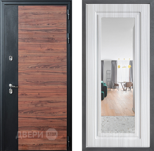 Входная металлическая Дверь Дверной континент ДК-15 Красное Дерево ТЕРМО ФЛЗ Зеркало Сандал белый в Старой Купавне