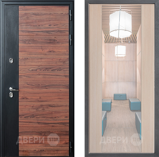 Входная металлическая Дверь Дверной континент ДК-15 Красное Дерево ТЕРМО ФЛЗ-1 Зеркало Капучино в Старой Купавне