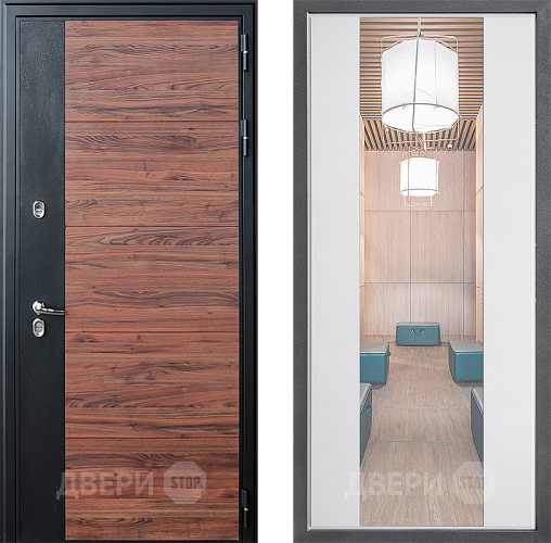 Дверь Дверной континент ДК-15 Красное Дерево ТЕРМО ФЛЗ-1 Зеркало Белый софт в Старой Купавне