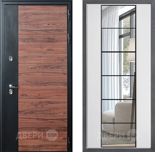 Дверь Дверной континент ДК-15 Красное Дерево ТЕРМО ФЛЗ-2 Зеркало Белый софт в Старой Купавне