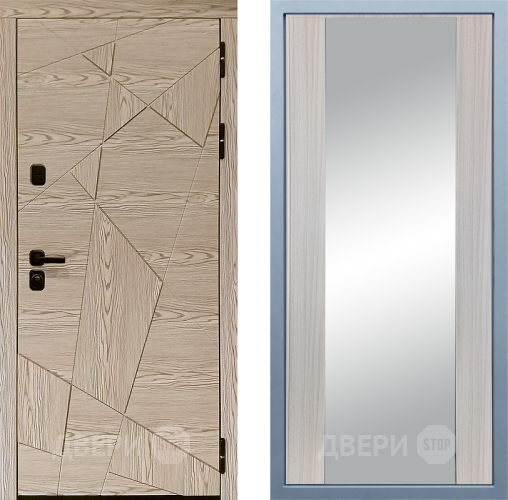 Входная металлическая Дверь Дива МД-97/1 Д-15 Зеркало Сандал белый в Старой Купавне