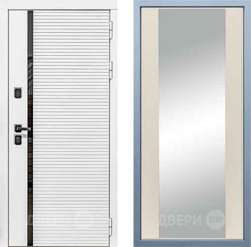Входная металлическая Дверь Дива МХ-45 Белая STR Д-15 Зеркало Шампань в Старой Купавне