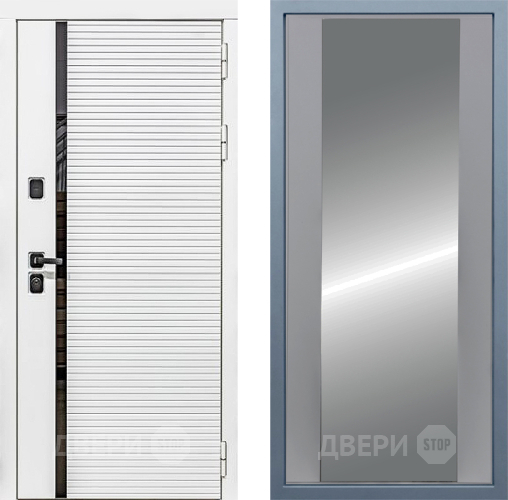 Входная металлическая Дверь Дива МХ-45 Белая STR Д-15 Зеркало Силк Маус в Старой Купавне