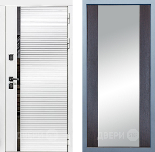 Входная металлическая Дверь Дива МХ-45 Белая STR Д-15 Зеркало Венге в Старой Купавне