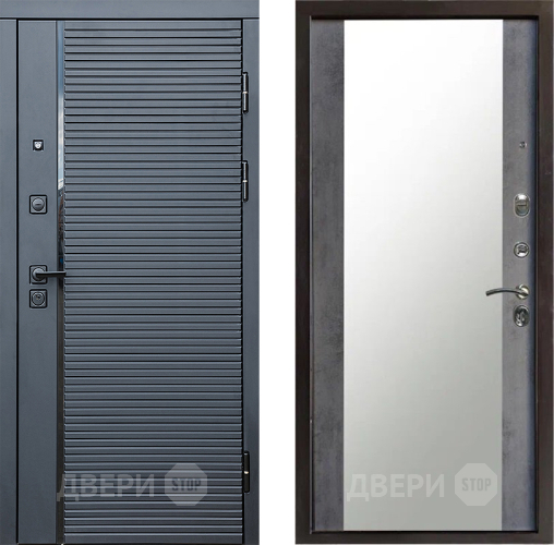Входная металлическая Дверь Престиж Черная Линия Зеркало Бетон темный в Старой Купавне