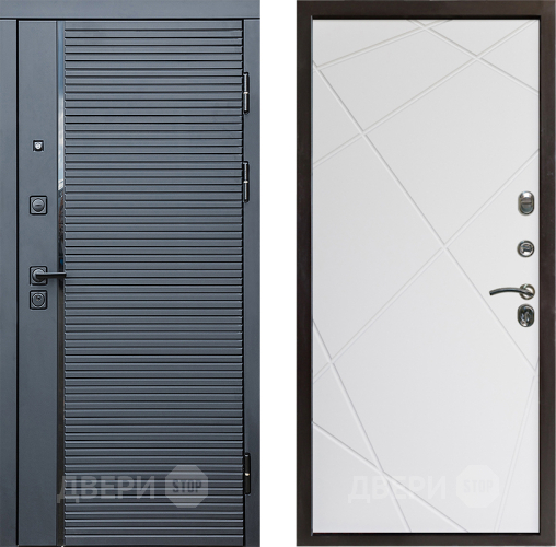 Входная металлическая Дверь Престиж Черная Линия Лучи Бетон белый в Старой Купавне