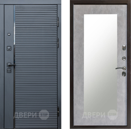 Дверь Престиж Черная Линия Зеркло Пастораль Бетон светлый в Старой Купавне