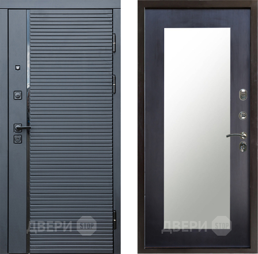 Входная металлическая Дверь Престиж Черная Линия Зеркло Пастораль Венге в Старой Купавне