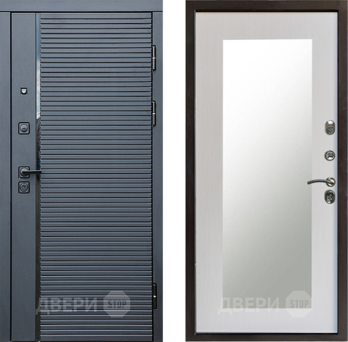 Входная металлическая Дверь Престиж Черная Линия Зеркло Пастораль Лиственница белая в Старой Купавне