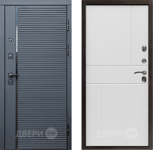 Входная металлическая Дверь Престиж Черная Линия Горизонт Бетон белый в Старой Купавне