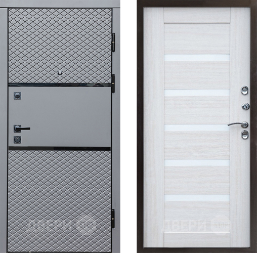 Входная металлическая Дверь Престиж Ромб Царга Лиственница белая в Старой Купавне