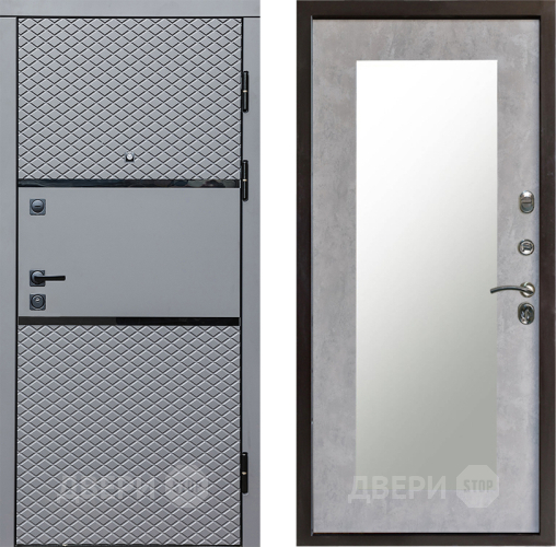 Входная металлическая Дверь Престиж Ромб Зеркло Пастораль Бетон светлый в Старой Купавне