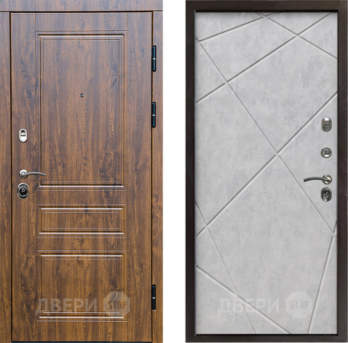 Входная металлическая Дверь Престиж Классика Дуб Лучи Бетон светлый в Старой Купавне