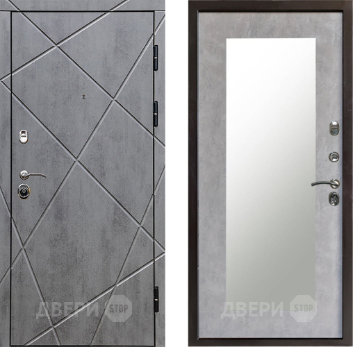 Входная металлическая Дверь Престиж Лучи Зеркло Пастораль Бетон светлый в Старой Купавне