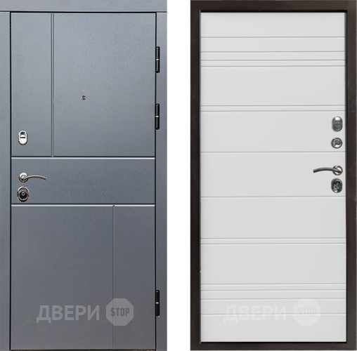 Входная металлическая Дверь Престиж Горизонт Грэй Line Белый в Старой Купавне