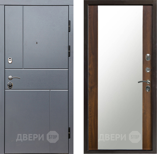 Входная металлическая Дверь Престиж Горизонт Грэй Зеркало Дуб в Старой Купавне