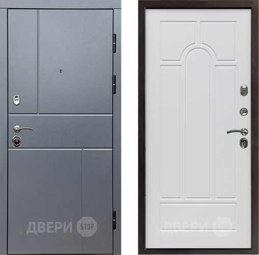 Входная металлическая Дверь Престиж Горизонт Грэй Арка Белое дерево в Старой Купавне