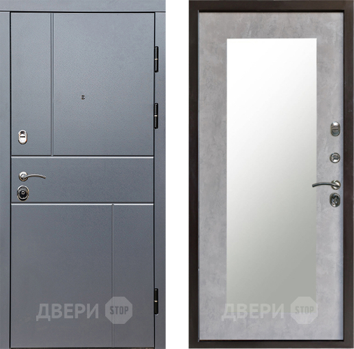 Входная металлическая Дверь Престиж Горизонт Грэй Зеркло Пастораль Бетон светлый в Старой Купавне