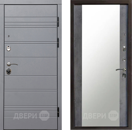 Входная металлическая Дверь Престиж Линия Грэй Зеркало Бетон темный в Старой Купавне