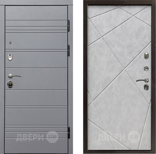 Входная металлическая Дверь Престиж Линия Грэй Лучи Бетон светлый в Старой Купавне