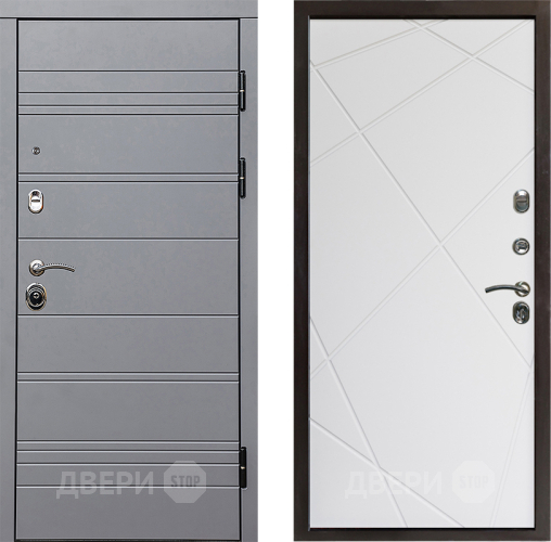 Входная металлическая Дверь Престиж Линия Грэй Лучи Бетон белый в Старой Купавне