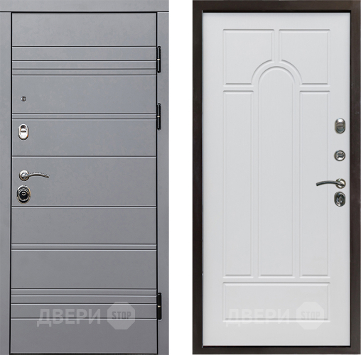 Входная металлическая Дверь Престиж Линия Грэй Арка Белое дерево в Старой Купавне