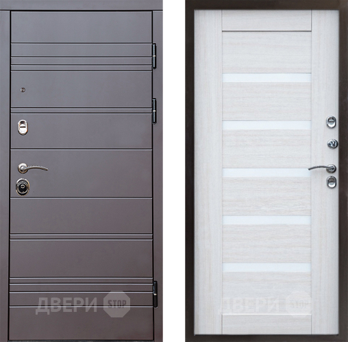 Входная металлическая Дверь Престиж Линия Браун Царга Лиственница белая в Старой Купавне