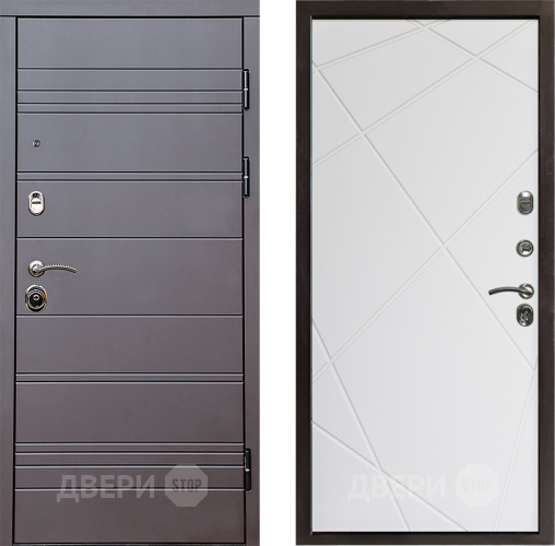 Входная металлическая Дверь Престиж Линия Браун Лучи Бетон белый в Старой Купавне