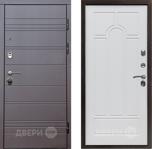 Входная металлическая Дверь Престиж Линия Браун Арка Белое дерево в Старой Купавне