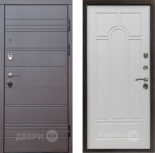 Входная металлическая Дверь Престиж Линия Браун Арка Лиственница белая в Старой Купавне