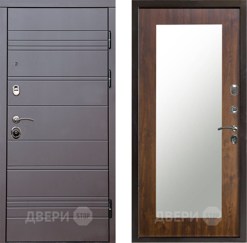 Входная металлическая Дверь Престиж Линия Браун Зеркло Пастораль Дуб в Старой Купавне