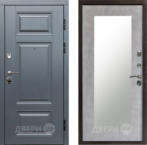 Входная металлическая Дверь Престиж Премиум Зеркло Пастораль Бетон светлый в Старой Купавне