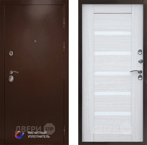 Входная металлическая Дверь Престиж Медь Царга Лиственница белая в Старой Купавне