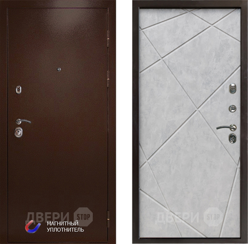 Входная металлическая Дверь Престиж Медь Лучи Бетон светлый в Старой Купавне