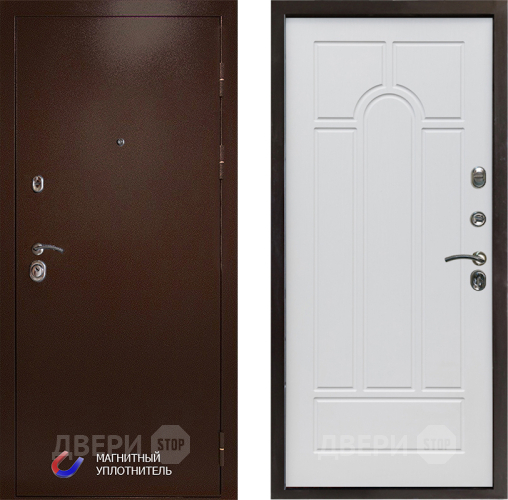 Входная металлическая Дверь Престиж Медь Арка Белое дерево в Старой Купавне