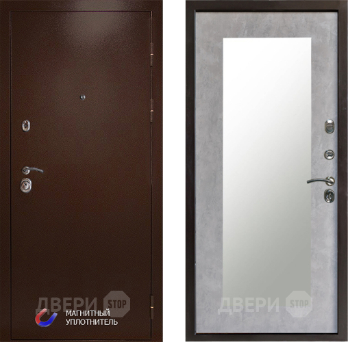 Входная металлическая Дверь Престиж Медь Зеркло Пастораль Бетон светлый в Старой Купавне