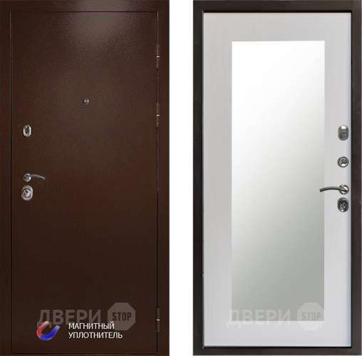 Входная металлическая Дверь Престиж Медь Зеркло Пастораль Лиственница белая в Старой Купавне