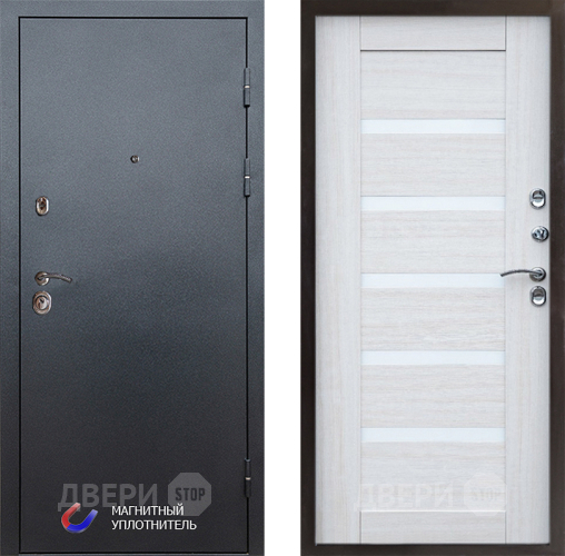 Входная металлическая Дверь Престиж Графит Царга Лиственница белая в Старой Купавне