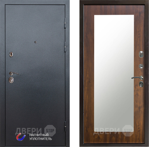 Входная металлическая Дверь Престиж Графит Зеркло Пастораль Дуб в Старой Купавне