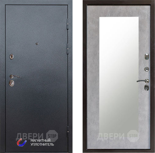 Дверь Престиж Графит Зеркло Пастораль Бетон светлый в Старой Купавне