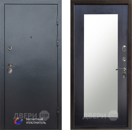 Входная металлическая Дверь Престиж Графит Зеркло Пастораль Венге в Старой Купавне