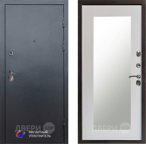 Входная металлическая Дверь Престиж Графит Зеркло Пастораль Лиственница белая в Старой Купавне