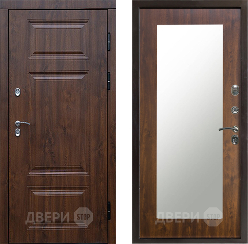 Входная металлическая Дверь Престиж TERMO с терморазрывом Премиум Орех Зеркало пастораль Дуб в Старой Купавне