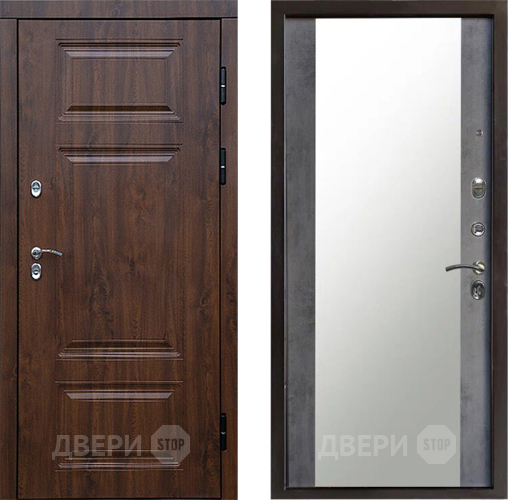 Входная металлическая Дверь Престиж TERMO с терморазрывом Премиум Орех Зеркало Бетон темный в Старой Купавне
