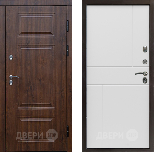 Входная металлическая Дверь Престиж TERMO с терморазрывом Премиум Орех Горизонт Бетон белый в Старой Купавне