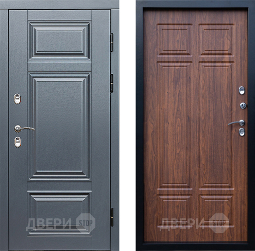 Входная металлическая Дверь Престиж TERMO с терморазрывом Премиум Грэй Премиум Орех темный в Старой Купавне