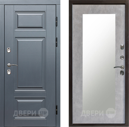 Входная металлическая Дверь Престиж TERMO с терморазрывом Премиум Грэй Зеркало пастораль Бетон светлый в Старой Купавне